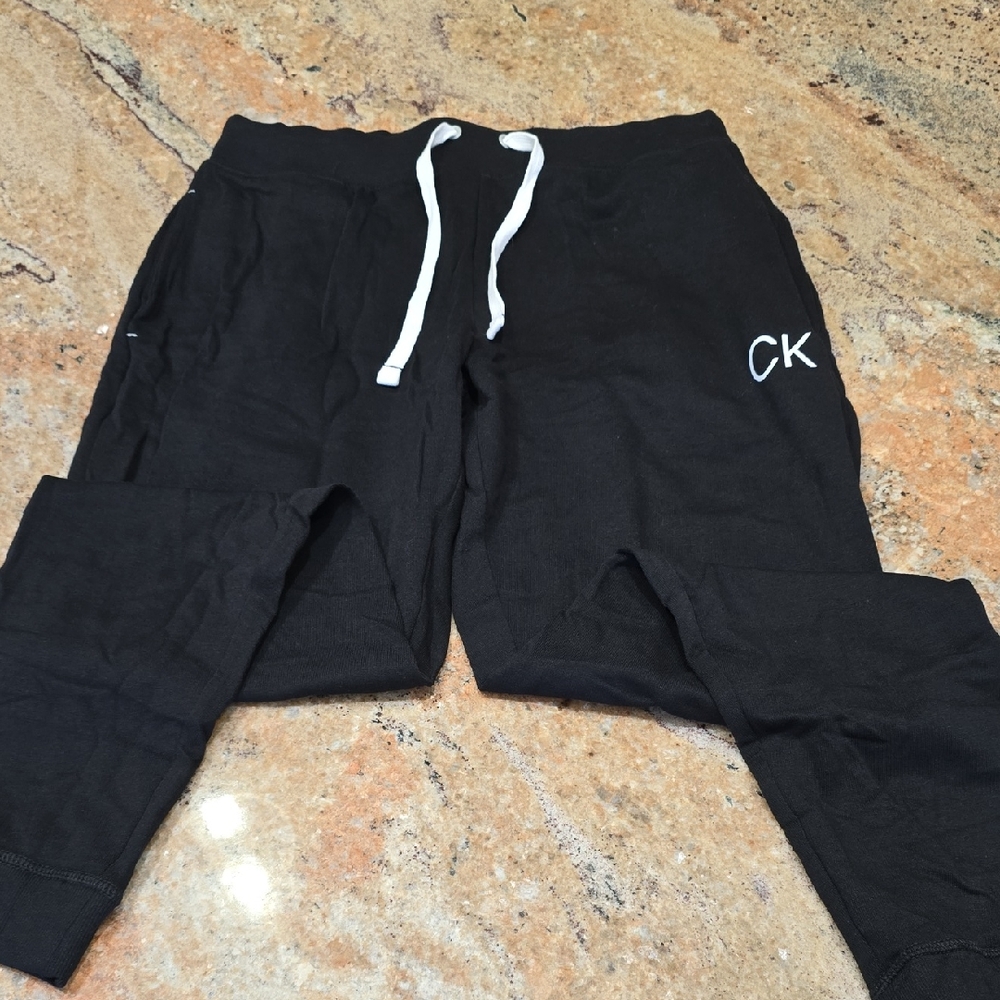 Calvin Klein Kids Black Jogger Pants with White Drawstring